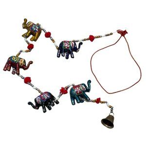 Elephant Wall Hanging With Bell & Pom Poms Handmade Rajasthani